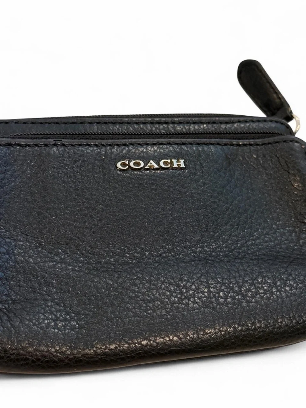 Coach Pebbled Leather Key & Card Pouch with Zip